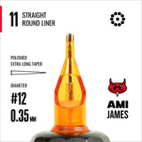 CAM x AMI JAMES Cartridges - Straight Round Liners - #12 (0,35mm) - 20/Box