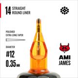 CAM x AMI JAMES Cartridges - Straight Round Liners - #12 (0,35mm) - 20/Box