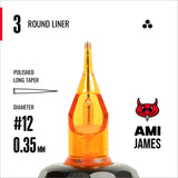 CAM x AMI JAMES Cartridges - Round Liner - #12 (0.35 mm) - 20 Stück/Box