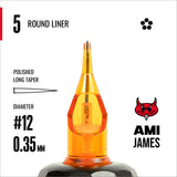 CAM x AMI JAMES Cartridges - Round Liner - #12 (0.35 mm) - 20 Stück/Box