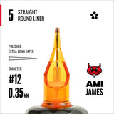 CAM x AMI JAMES Cartridges - Straight Round Liners - #12 (0,35mm) - 20/Box