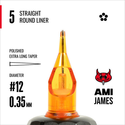 CAM x AMI JAMES Cartridges - Straight Round Liners - #12 (0,35mm) - 20/Box