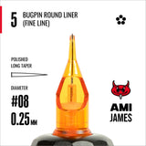 CAM x AMI JAMES Cartridges - Super Bugpin Round Liner - #8 (0.25mm) - 20/Box