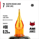 CAM x AMI JAMES Cartridges - Super Bugpin Round Liner - #8 (0.25mm) - 20/Box