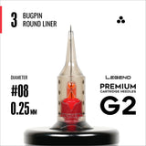Legend Premium Cartridges G2 (2. Gen) - Bugpin Round Liner - #8 (0,25mm) - 20 Stück/Box