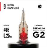 Legend Premium Cartridges G2 (2. Gen) - Bugpin Round Liner - #8 (0,25mm) - 20 Stück/Box