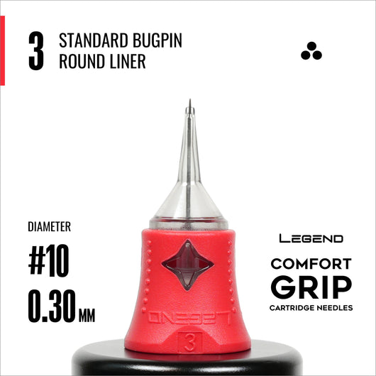 Legend Comfort Grip Cartridges – Standard Bugpin Round Liner – #10 (0,30 mm) – 20 Stück/Box
